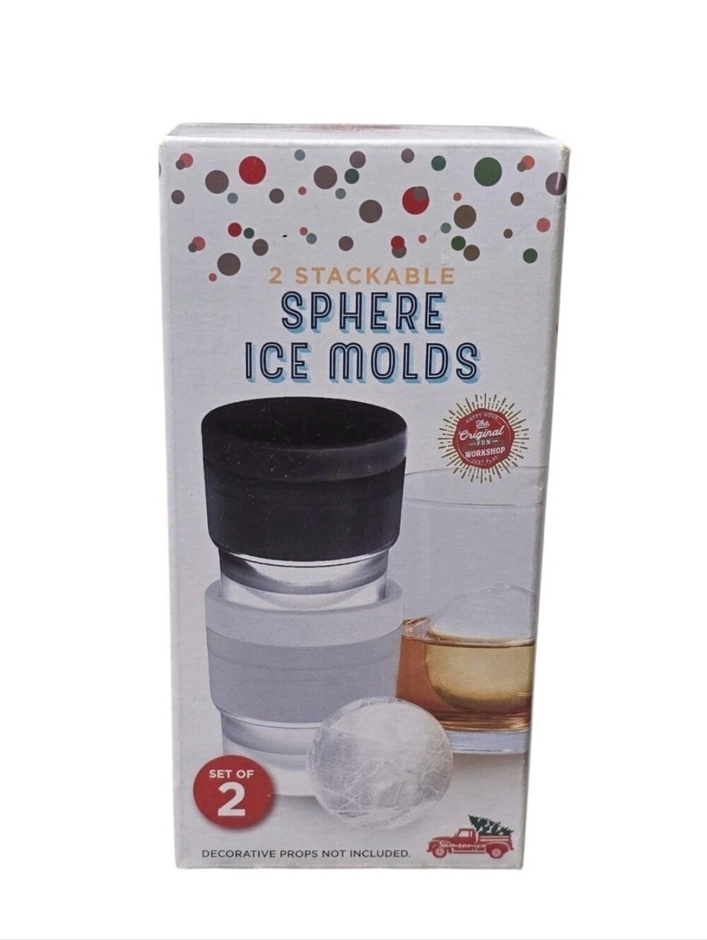2pk Round Ice Ball Maker Sphere Ice Molds Set for Drinks Stackable Barware NEW